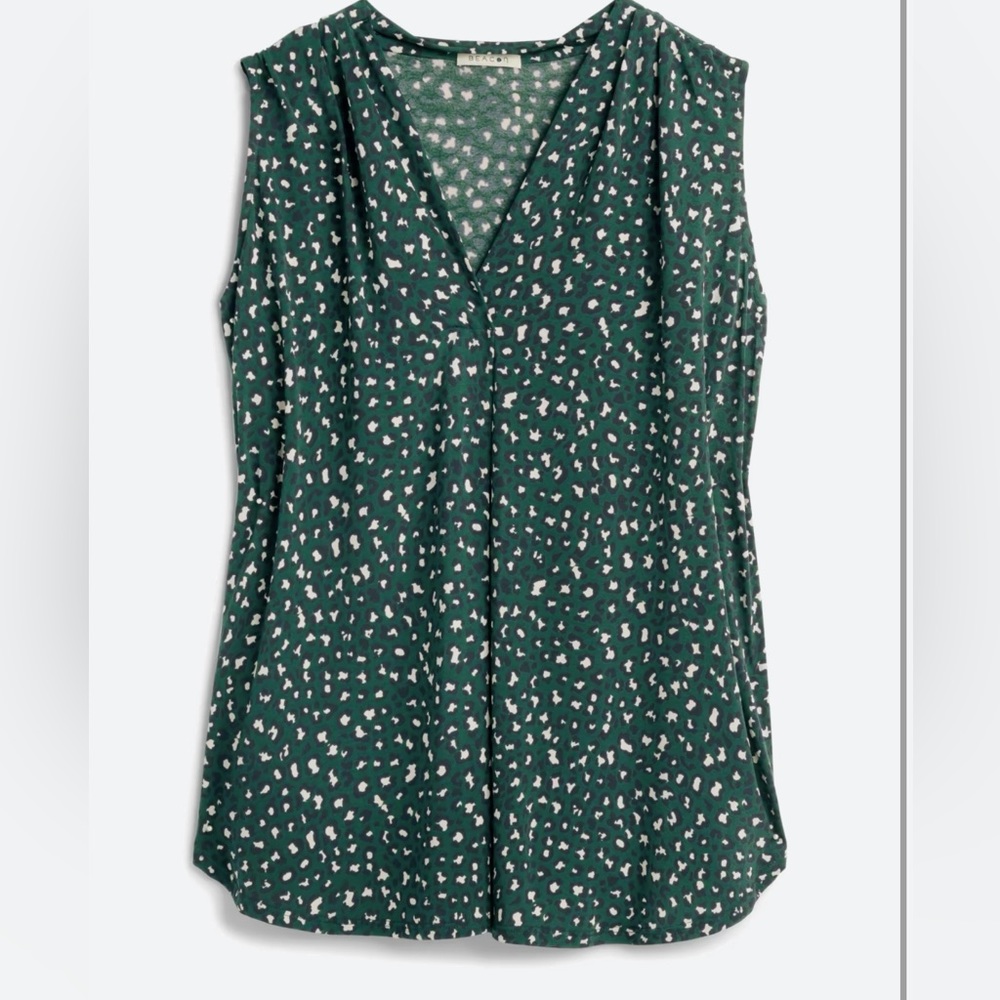 Beacon Blouse in green and navy leopard